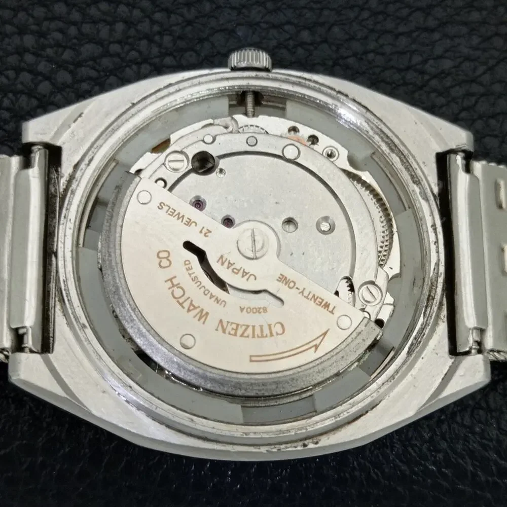 Vintage 1978 Citizen Automatic Mens Silver Watch W/daydate & Brown accents